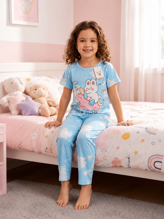 Rainbow Bunny Cotton Night Suit – New Arrival