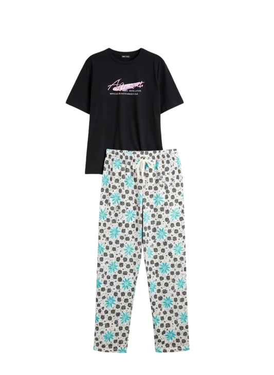 Midnight Bloom Cotton Night Suit Set