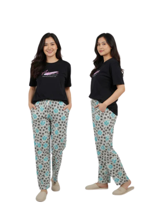 Midnight Bloom Cotton Night Suit Set