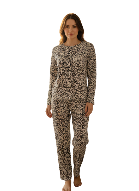 Cheetah Print Cozy Night Suit – Full Sleeves