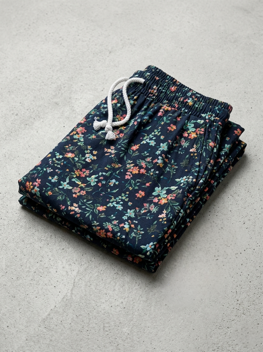 Women’s Floral Palazzo with Drawstring Waist