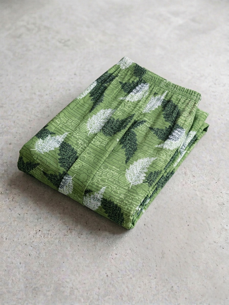 Women’s Leaf Print Palazzo Pants – Green