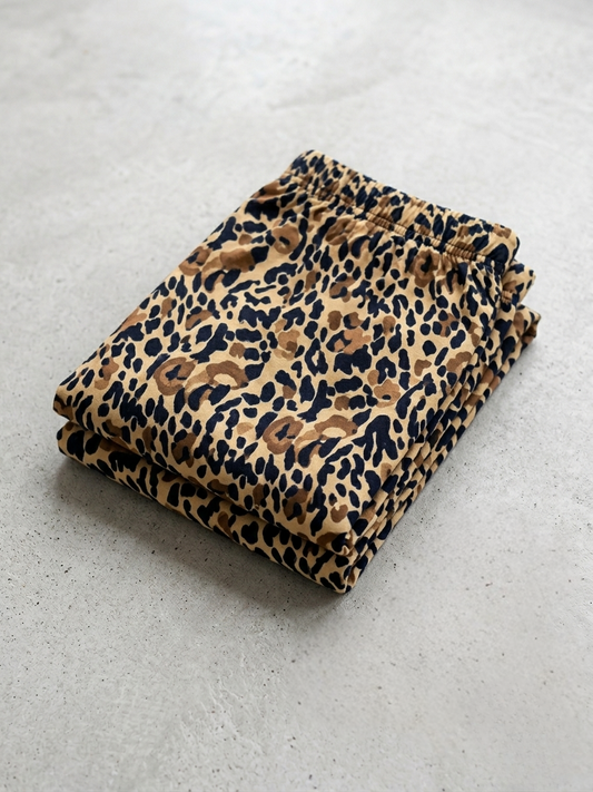 Women’s Leopard Print Lounge Palazzo Pants with Elastic Waist