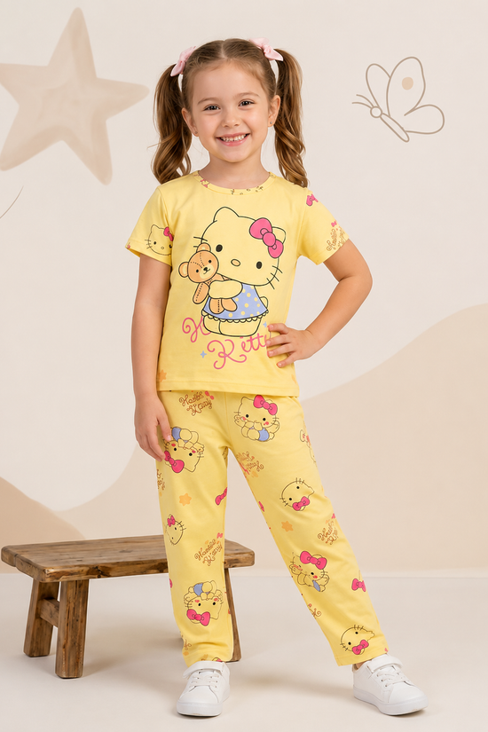 Hello Kitty Kids Cotton Night Suit - New Arrival