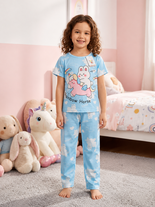 Rainbow Bunny Cotton Night Suit – New Arrival