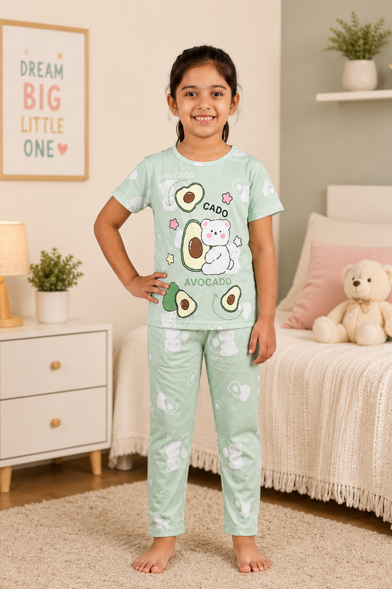 Avocado Bear Cotton Night Suit – New Arrival