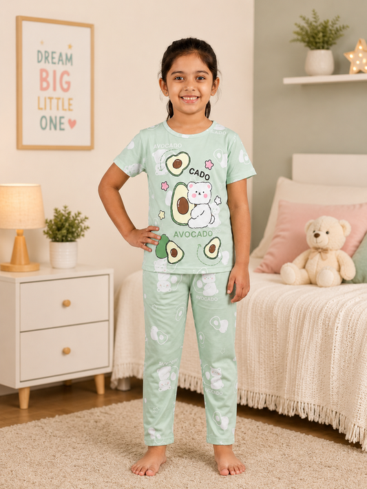 Avocado Bear Cotton Night Suit – New Arrival