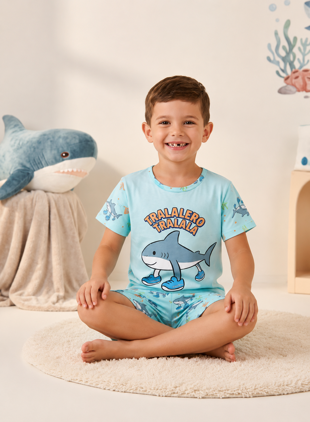 Shark Adventure Cotton Shorts Night Suit – New Arrival