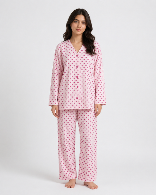 Soft Rose Popcorn Knit Nightsuit