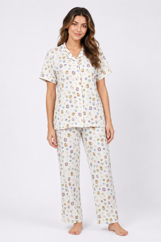 Wildflower Popcorn Crinkle Short-Sleeve Set