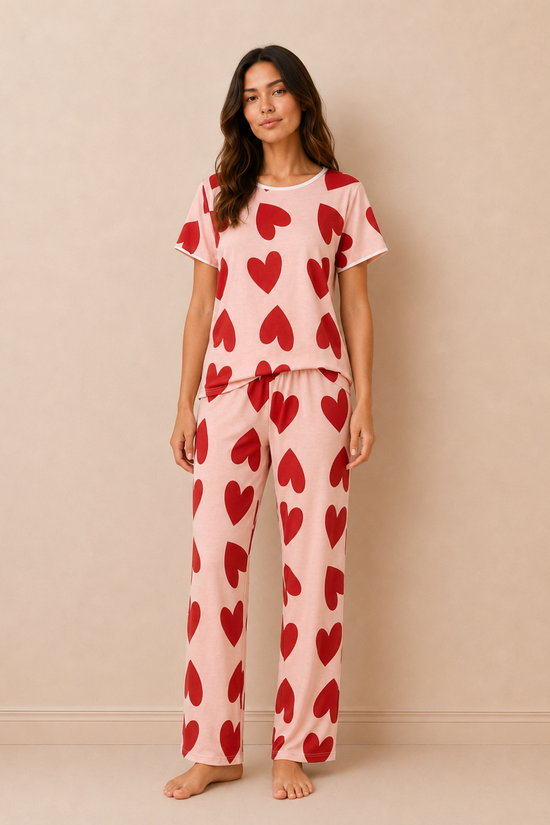 Blush Hearts Cotton Pajama Set