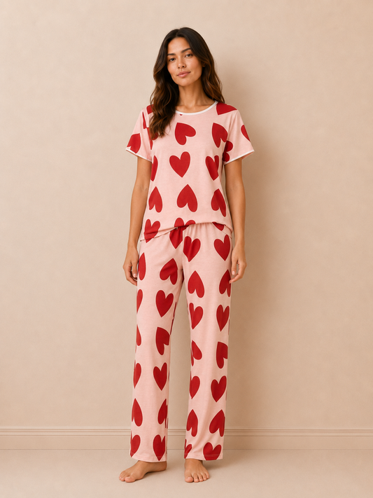 Blush Hearts Cotton Pajama Set