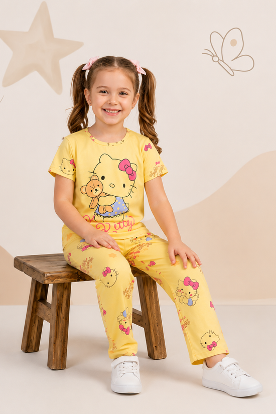 Hello Kitty Kids Cotton Night Suit - New Arrival
