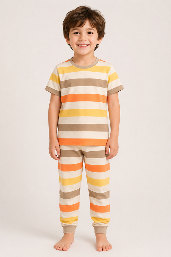 Sunset Stripe Bliss Night Suit Set