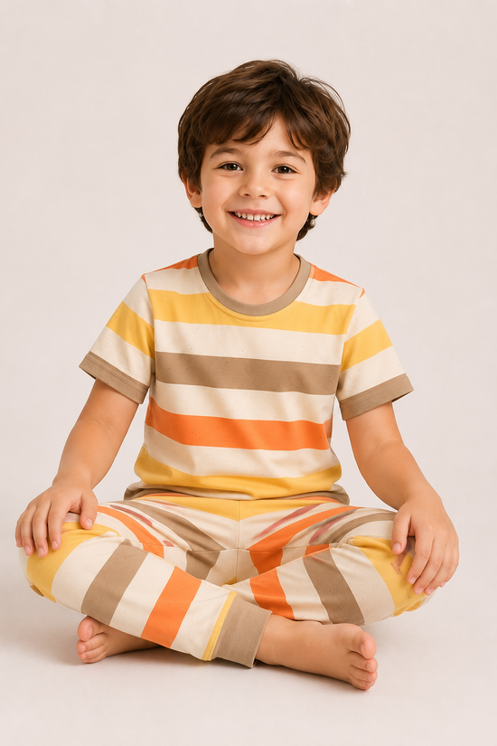 Sunset Stripe Bliss Night Suit Set