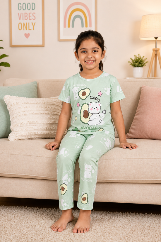 Avocado Bear Cotton Night Suit – New Arrival