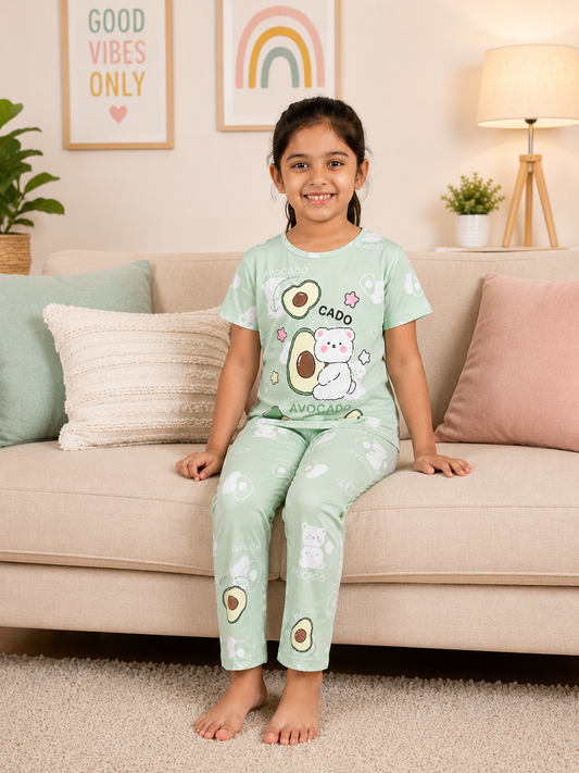 Avocado Bear Cotton Night Suit – New Arrival