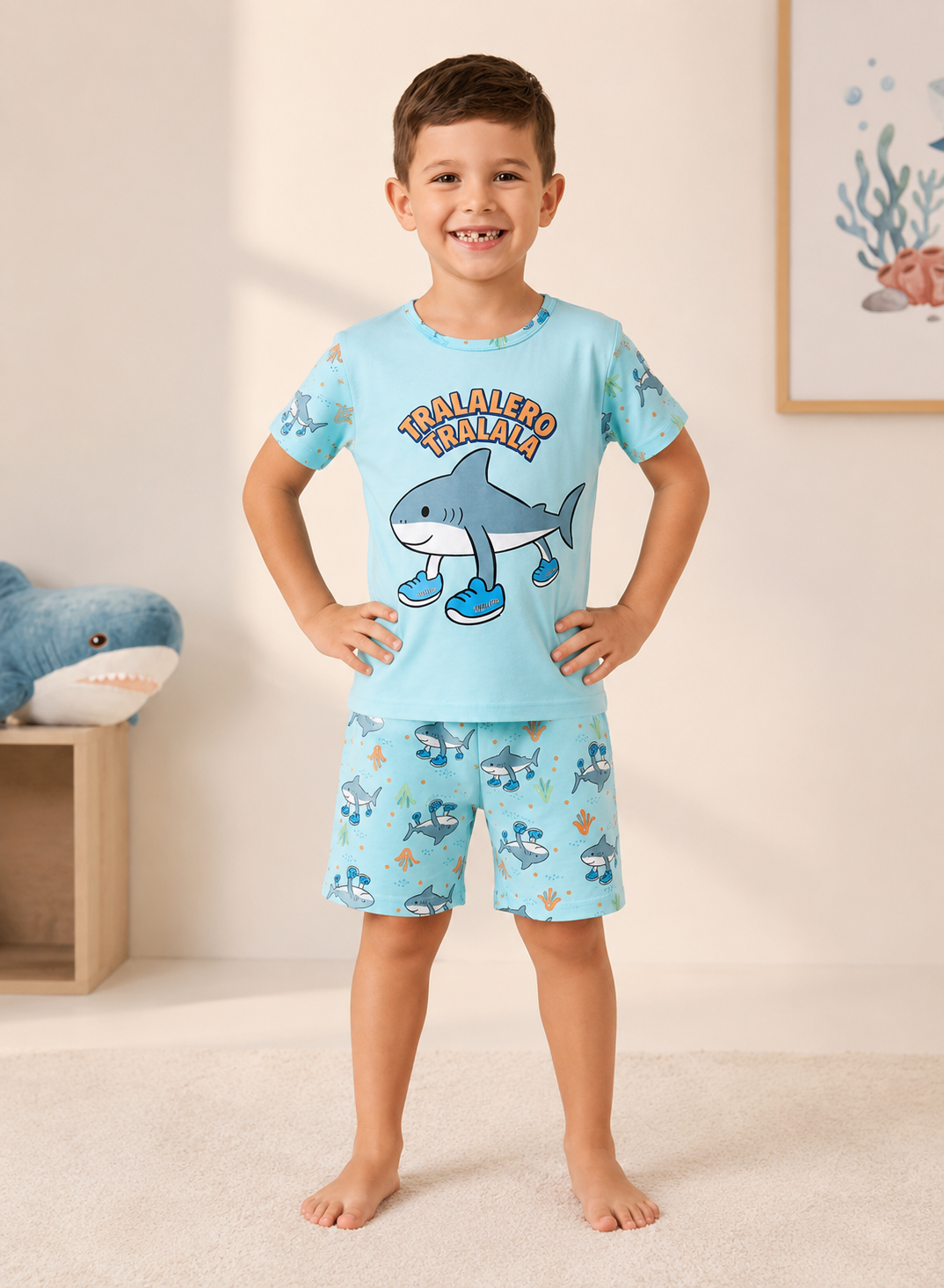 Shark Adventure Cotton Shorts Night Suit – New Arrival