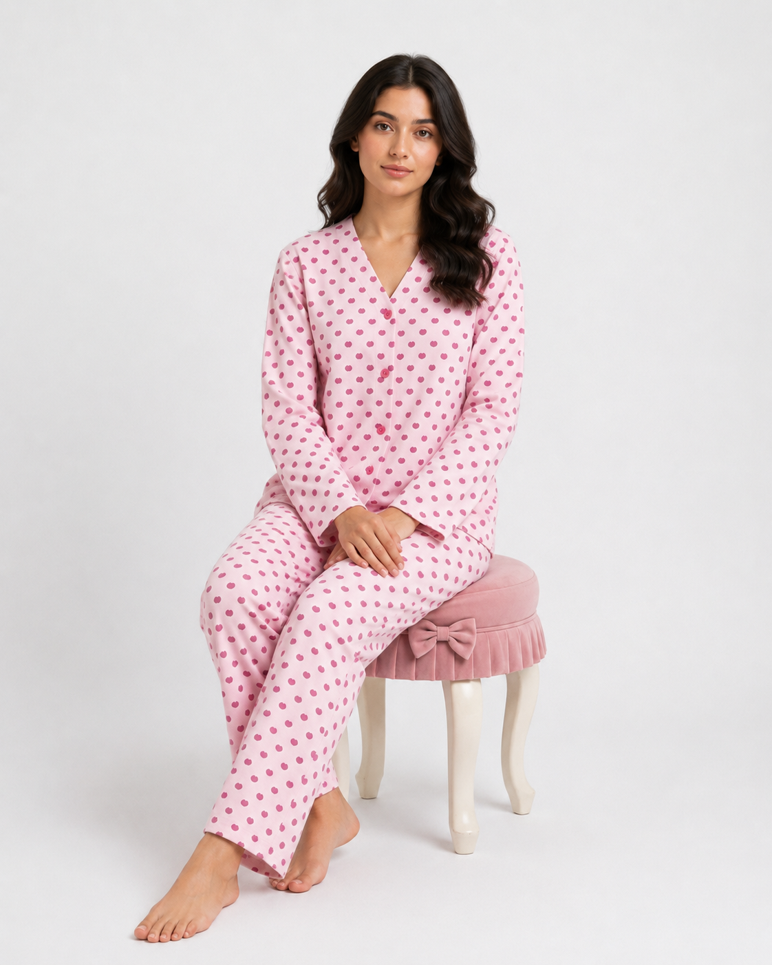 Soft Rose Popcorn Knit Nightsuit