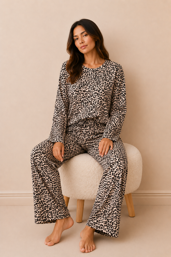 Cheetah Print Cozy Night Suit – Full Sleeves