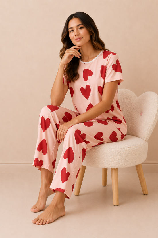 Blush Hearts Cotton Pajama Set