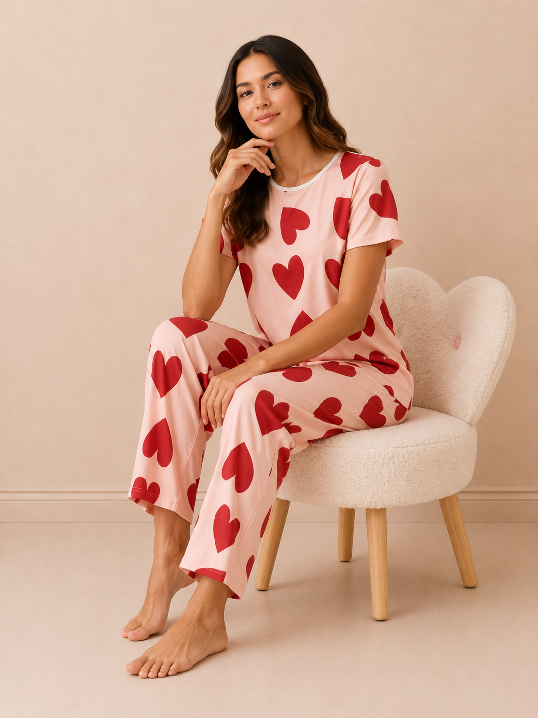 Blush Hearts Cotton Pajama Set
