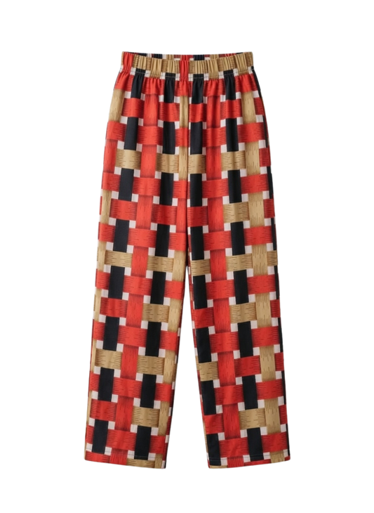 Women’s Geometric Print Lounge Pants with Elastic Waist