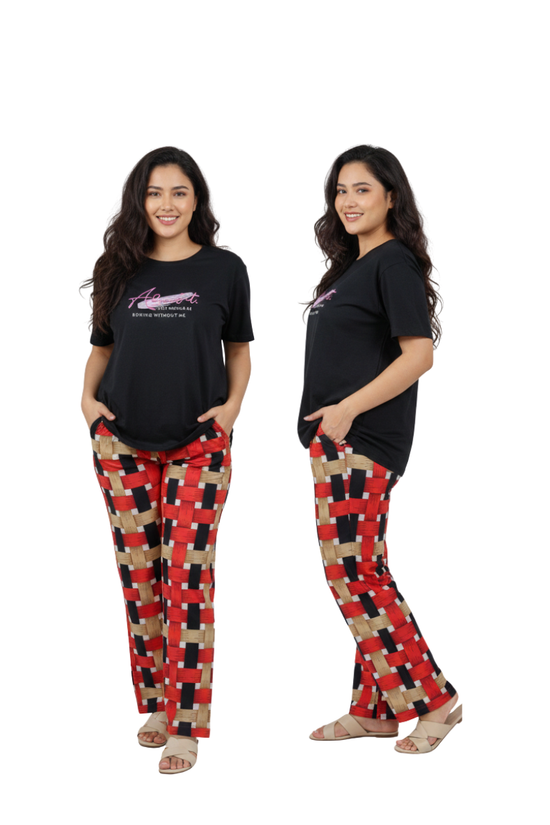 Women’s Geometric Print Lounge Pants with Elastic Waist