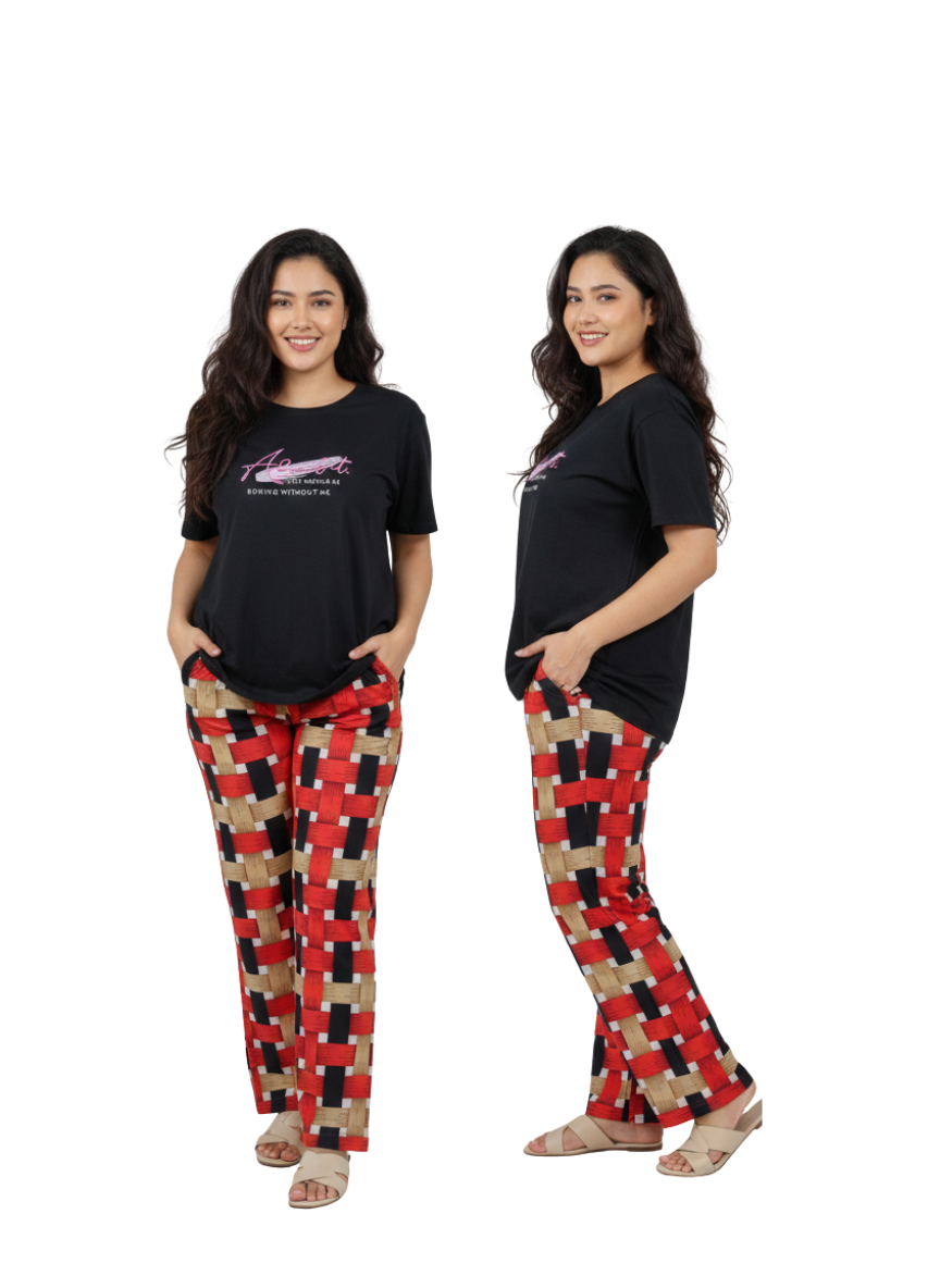 Women’s Geometric Print Lounge Pants with Elastic Waist