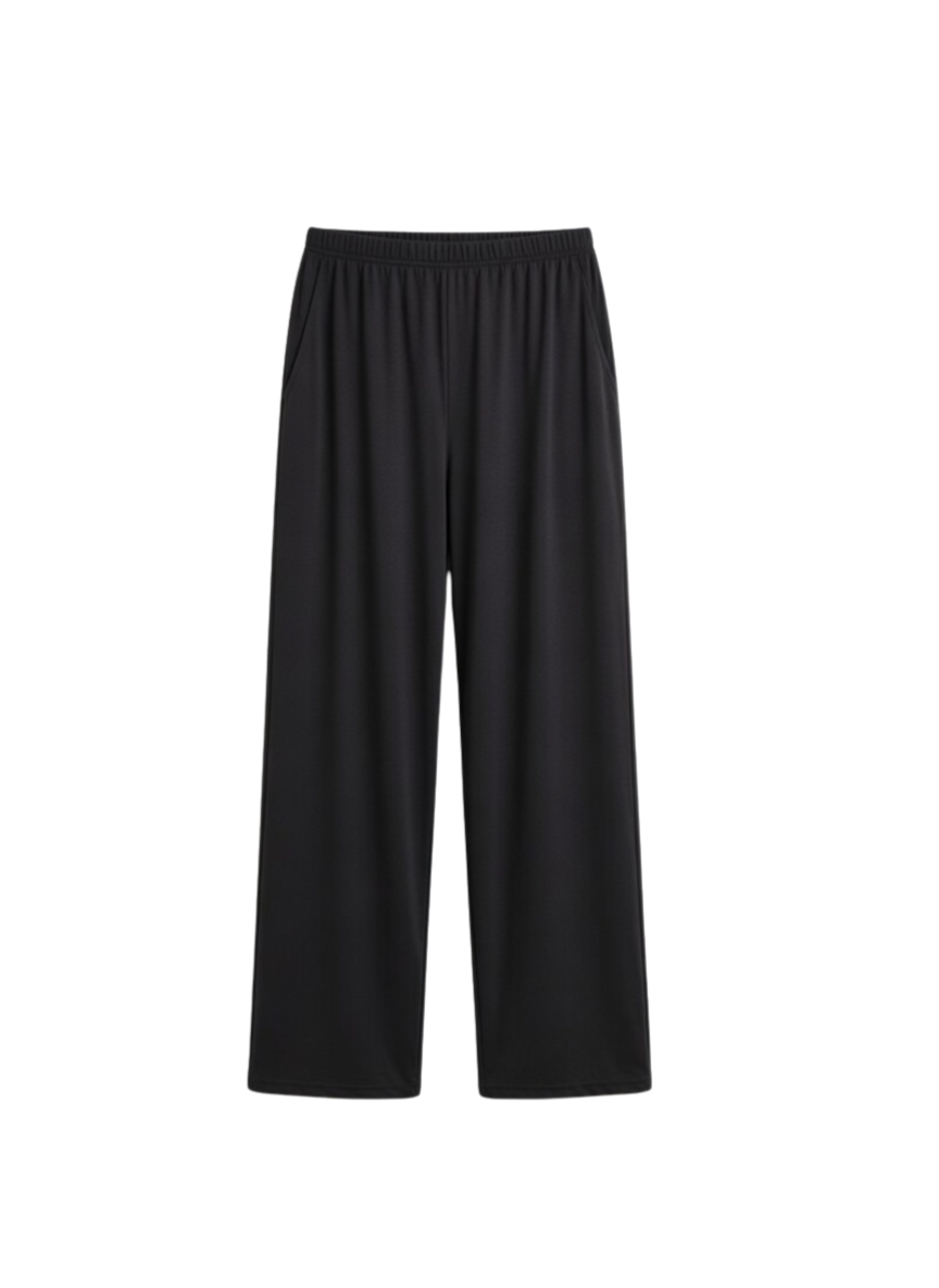 Women’s Printed Black Lounge Palazzo Pants with Elastic Waist