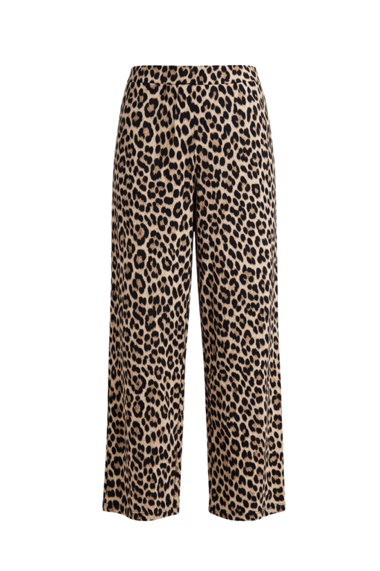 Women’s Leopard Print Lounge Palazzo Pants with Elastic Waist