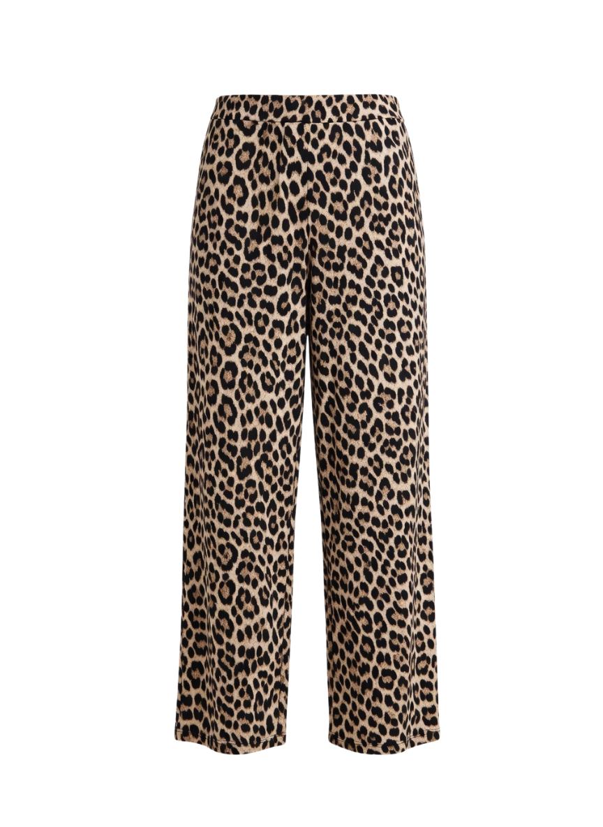 Women’s Leopard Print Lounge Palazzo Pants with Elastic Waist