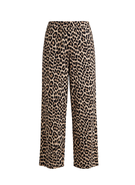 Women’s Leopard Print Lounge Palazzo Pants with Elastic Waist