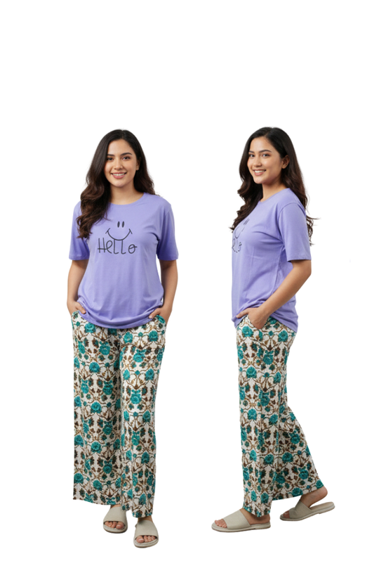 Women’s Printed Palazzo Pants – Relaxed Fit Lounge & Casual Wear
