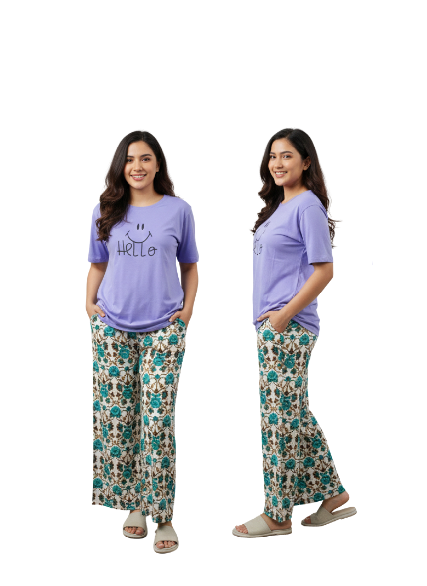 Women’s Printed Palazzo Pants – Relaxed Fit Lounge & Casual Wear