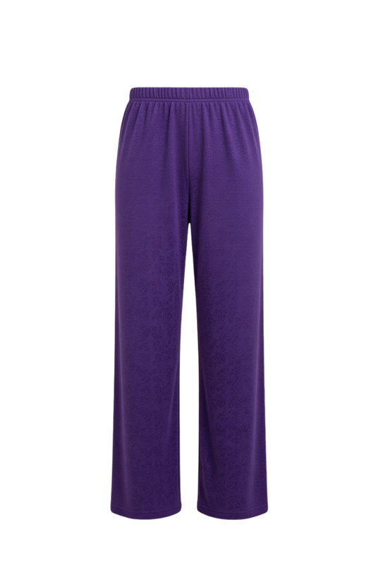 Women’s Printed Purple Palazzo Pants – Relaxed Fit Wide-Leg Lounge Wear