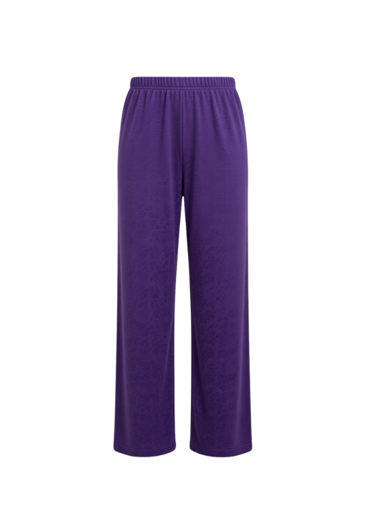Women’s Printed Purple Palazzo Pants – Relaxed Fit Wide-Leg Lounge Wear
