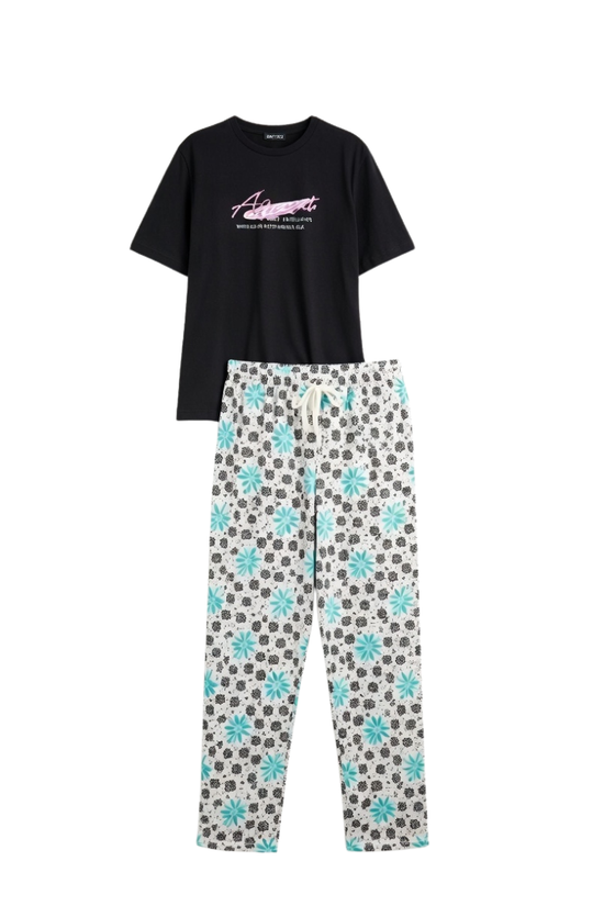 Midnight Bloom Cotton Night Suit Set