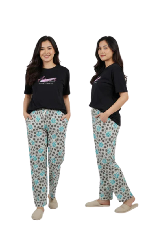 Midnight Bloom Cotton Night Suit Set