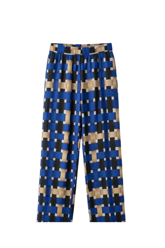 Women’s Geometric Print Lounge Palazzo Pants with Elastic Waist
