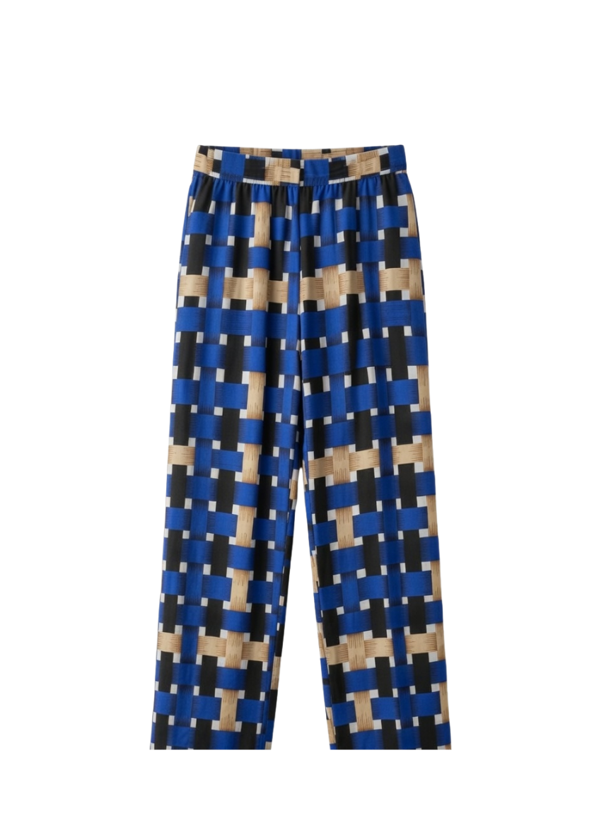 Women’s Geometric Print Lounge Palazzo Pants with Elastic Waist