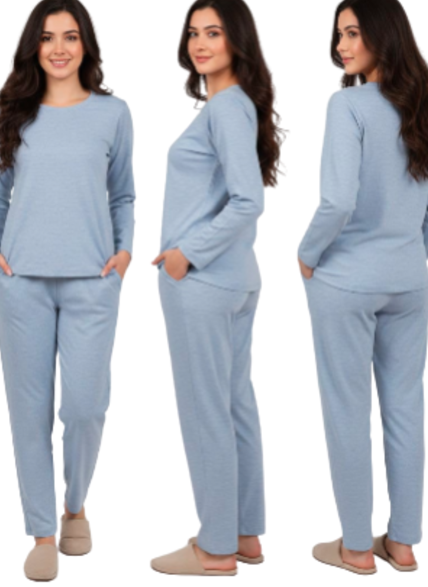 Blue Cozy Night Suit – Full Sleeves