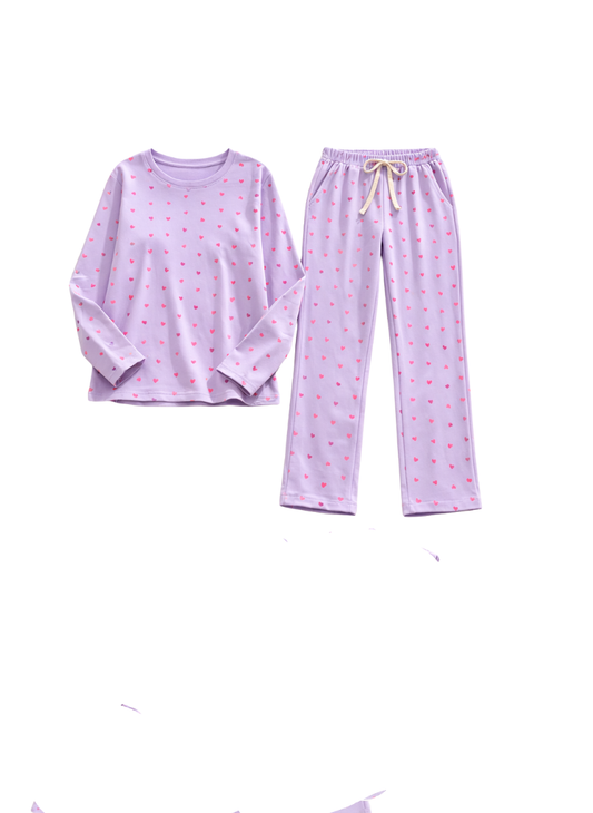 Pink Subtle Print Night Suit – Full Sleeves