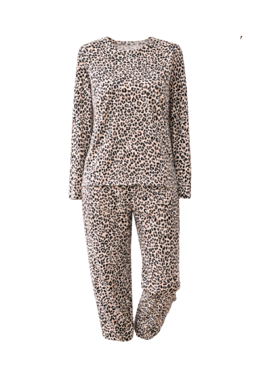 Cheetah Print Cozy Night Suit – Full Sleeves