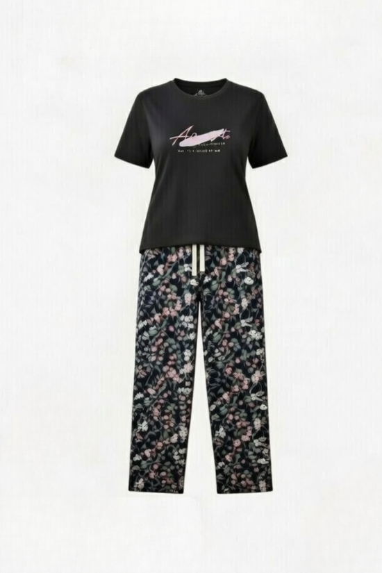 Floral Palazzo & Black Tee Combo