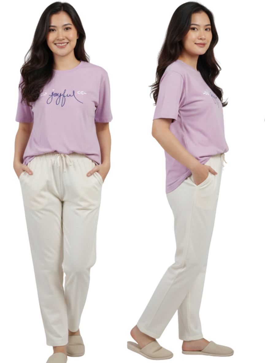 Joyful Smile Graphic Pink & purple T-Shirt – Soft Cotton Casual Wear