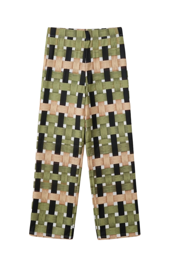 Women’s Geometric Print Lounge Palazzo Pants with Elastic Waist