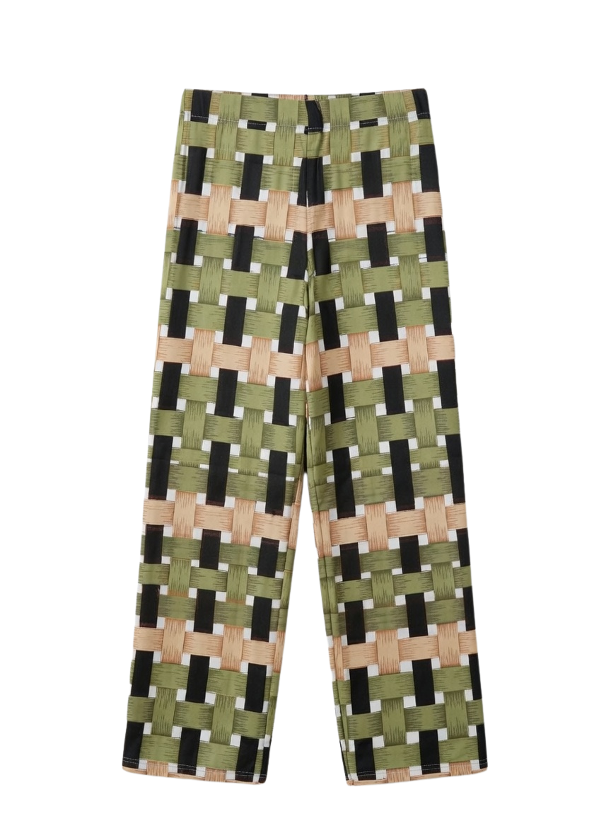 Women’s Geometric Print Lounge Palazzo Pants with Elastic Waist