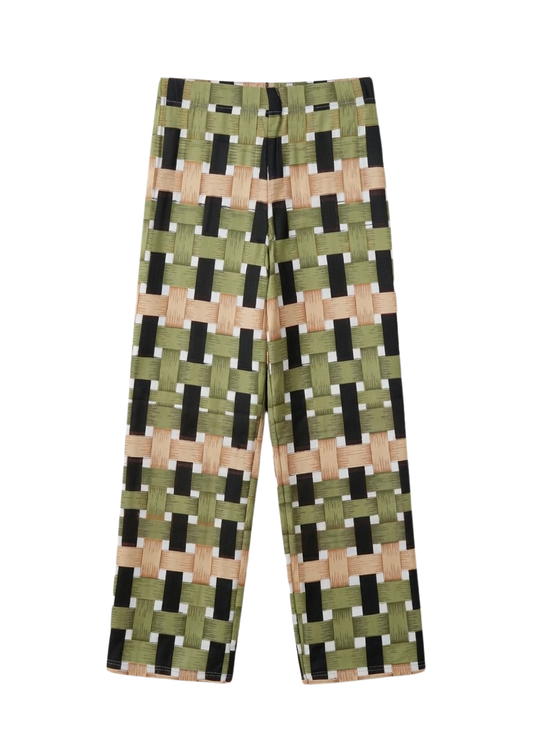 Women’s Geometric Print Lounge Palazzo Pants with Elastic Waist