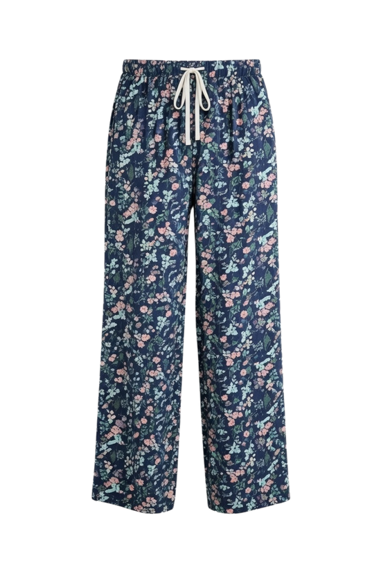 Women’s Floral Print Lounge Palazzo Pants with Drawstring Waist